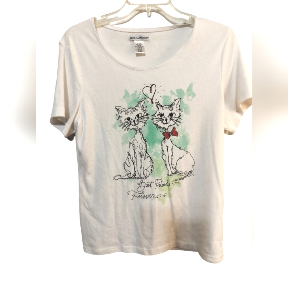 2771) Rebecca Malone Kitty 'Best Friends Forever' Short Sleeve Tee Size Large